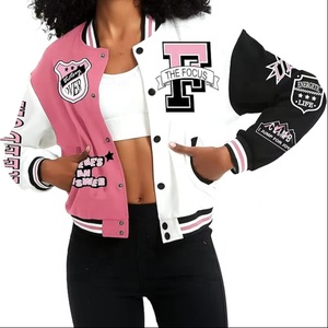 Fabricant d'usine de vestes universitaires pour femmes, vestes de baseball personnalisées pour femmes, vestes universitaires personnalisées en gros, hauts courts pour femmes vierges - Product Image 1