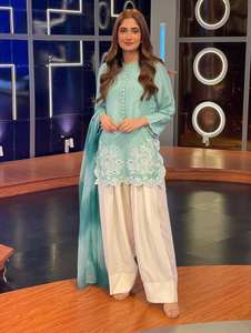 Vestido de Verano Moderno e Informal de Georgette Pesada con Bordado en el Borde, Dupatta, Salwar Kameez Pakistaní para Bodas y Fiestas - Product Image 5