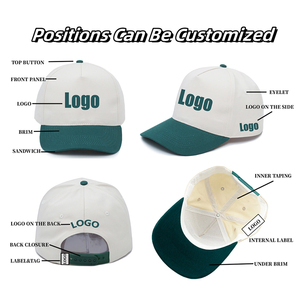 Gorra de Béisbol Vintage de Cinco Paneles, Bordada en Dos Tonos, de Algodón, Unisex, de Alta Calidad, con Logotipo Personalizado, Estilo Deportivo, Común, Cuatro Paneles - Product Image 5