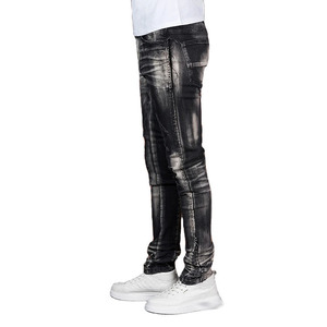 OEM Elástico Casual Ropa al aire libre Tendencia Pintura Splash Agujero Casual Jeans Pantalones de mezclilla Rasgado Stretch Skinny Jeans Hombres - Product Image 1