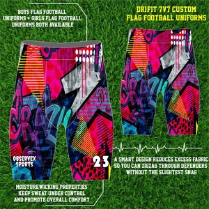 Uniformes de Flag Football Personalizados y Transpirables |   Conjunto de Pantalones Cortos Deportivos Sublimados Ligeros de Secado Rápido, Anti-Humedad y Anti-Bacterianos - Product Image 4