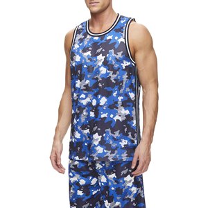 Fully Customized Men's Blue Camouflage Basketball Tank <b>Top</b> Sleeveless Mesh Breathable Athletic Wear Crew Neck Sublimated Print - Product Image 3
