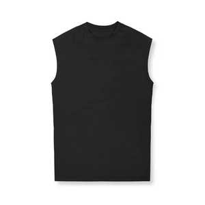 Vente en gros de t-shirts d'été sans manches 100% coton hauts pour hommes col en O gym sport débardeur design respirant tricoté bouton personnalisé - Product Image 4