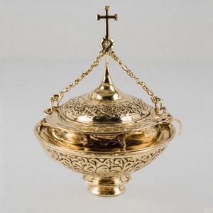 IncenseRay Holy Flame Brûleur d'encens à charbon de bois antique Encensoir en laiton fabriqué à la main pour la messe et les offrandes spirituelles - Product Image 4