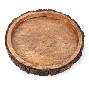 Plateau de service ovale en bois avec bords d'écorce d'arbre Planche de charcuterie en bois de manguier Plateau rustique pour servir des collations au fromage - Product Image 2