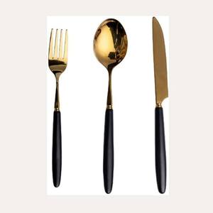 High-Quality Silver Stainless Steel <b>Cutlery</b> <b>Set</b> Featuring <b>Black</b> Handles in a Stylish 4 Pcs American Design - Product Image 5