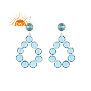 Best Selling <b>Fine</b> Sterling Silver Hydro Blue Topaz Gemstone <b>Dangle</b> <b>Earring</b> Custom Jewelry For Women Gift For Her - Product Image 1