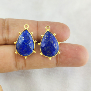 Pendentif en forme de tortue en lapis-lazuli, argent 925, vermeil or, serti fantaisie, charmes naturels, 12x16 mm, certifié par un tiers - Product Image 3