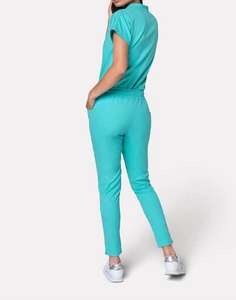 Uniformes de gommage médicaux à manches courtes col montant gommages d'infirmière avec ensembles d'uniformes d'hôpital en Spandex - Product Image 4