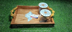 ถาดและฝาปิดตกแต่งลายมุก คอลเลคชั่นอีดและรอมฎอน  กระปุกใส่ขนมและผลไม้อบแห้งอะคริลิกสุดหรูพร้อมลายไม้ฝัง - Product Image 4