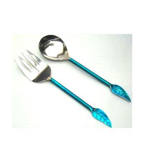 Cubiertos con mango de mármol colorido, juego de servidor de ensalada, nuevo diseño, cuchara y tenedor de Metal para servir - Product Image 4