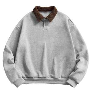 Sweat-shirt décontracté en polaire pour homme 2025 avec col - Solide, chaud, 100% coton, manches longues, bouton, pull-over, séchage rapide - Product Image 1