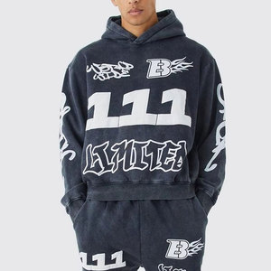 Survêtement homme en coton mélangé avec logo personnalisé durable confortable respirant vêtements de sport deux pièces tenue de gym - Product Image 3