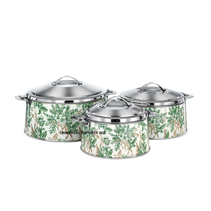 Diseño de flores olla caliente de acero inoxidable vajilla de doble pared cazuela buena calidad diseño árabe calentador de alimentos de Metal - Product Image 3