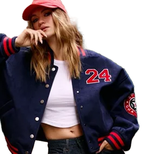 Vestes universitaires de baseball de Style sportif court et court pour femmes avec des couleurs personnalisées et des logos brodés Veste universitaire chaude Letterman - Product Image 3