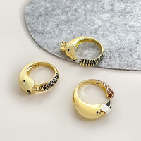 Bagues en argent sterling avec flamants roses, bijoux en émail, vente en gros, style animal mignon, bagues en argent 925, lion marin, best-sellers 2023