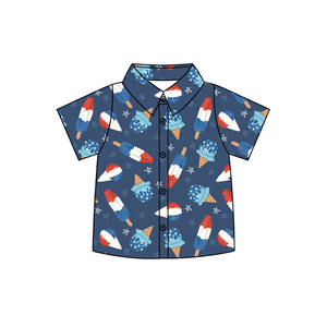 Preordine Magliette Estive per Neonati con Stampa Ghiaccioli del 4 Luglio, Maniche Corte, Bottoni, Morbide ed Elastiche, con Colletto, Stile Boutique - Product Image 3