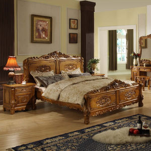 Lit en bois sculpté à la main avec cadre de lit king-size fait main de qualité supérieure, plateau en bois massif, pied de lit de qualité supérieure, meubles de chambre à coucher de luxe - Product Image 5