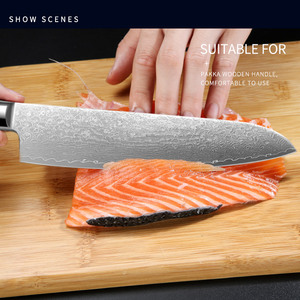 มีดทำครัวเหล็กดามัสกัสพร้อมด้ามไม้บริการ OEM มีดทำครัวเหล็กกล้าคาร์บอน - Product Image 5