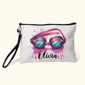 Bolsa de Cosméticos Personalizada para Gafas de Natación Rosas, de Lino y Malla, Estilo Moderno, con Dibujos Animados, Regalo para Amantes del Natación, para Entrenadores y Equipos - Product Image 2