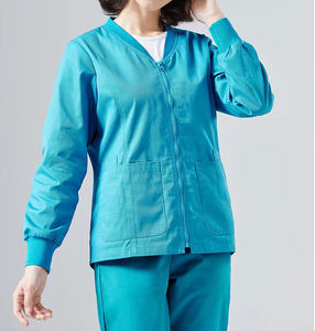 Veste de gommage à glissière uniforme à manches longues soins infirmiers veste à glissière médicale uniformes coton Scrubs Vestes - Product Image 3