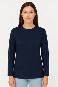 Camisetas lisas de manga larga para mujer, camisetas lisas de algodón con cuello redondo, ropa de calle personalizada transpirable de gran tamaño, camiseta regular para mujer, ropa de calle, 2017 - Product Image 6