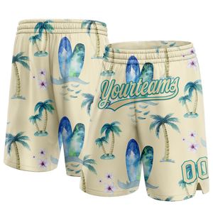 Industrie Direct Engro Short de basket-ball authentique personnalisé 100% Polyester City Teal 3D Hawaii Cocotiers Usine directe - Product Image 1