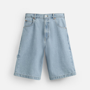 Short baggy en jean brodé vintage bleu délavé pour homme Short en jean personnalisé 2025 Long short en jean de charpentier - Product Image 5