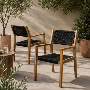 Sillón Moderno de Madera de Mango Maciza con Asiento y Respaldo de Cuerda Tejida |   Estadounidense |   No Plegable |   Muebles de Exterior |   Dormitorio Sala de Estar - Product Image 4