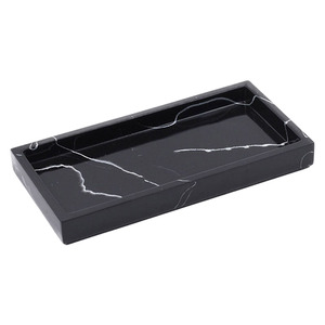 Plateau de service en marbre gris de luxe, nouveaux plateaux de Table d'hôtel de maison, plateau de service en marbre durable de haute qualité avec poignée - Product Image 2