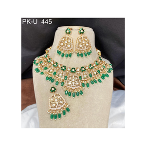 American Diamonds Kundan Conjunto de joyería nupcial Collar de latón Pendientes para bodas Aniversarios Ocasiones especiales para compromiso - Product Image 1