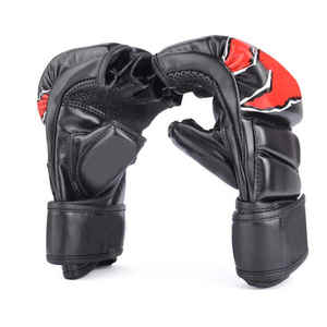 Guantes de boxeo y MMA de medio dedo con logotipo personalizado, ropa de artes marciales de cuero de color sólido a precios razonables - Product Image 2