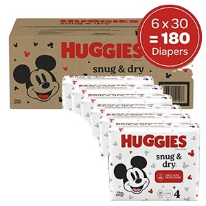 Couches pour bébé Huggies Snug & Dry, taille 4, 180 ct, approvisionnement d'un mois - Product Image 1