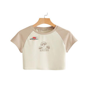 2024 Collection d'été Premium qualité femmes Crop T-shirt Sexy pull demi Logo personnalisé belles combinaisons multicolores - Product Image 1
