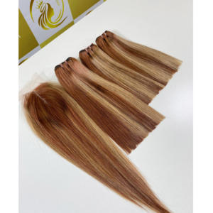 Piano marrón Rubio Bonestraight Remy Extensiones de cabello La más alta calidad Doble dibujado Vietnam Cabello humano Pelucas delanteras de encaje largo - Product Image 6