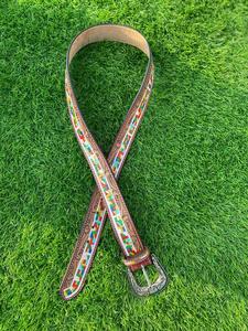 เข็มขัดหนังแท้สำหรับผู้ชายและผู้หญิง, เข็มขัดลายดอกไม้ทำด้วยมือแบบตะวันตกเข็มขัดคาดเอวหนังแท้ - Product Image 3