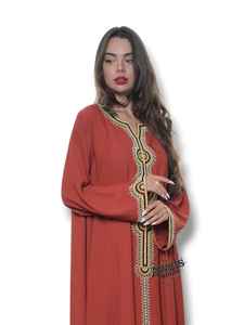 Robe Abaya Kaftan longue à manches longues, simple et modeste, en velours importé, ornée de cristaux et de perles, pour les occasions de l'Aïd - Product Image 2