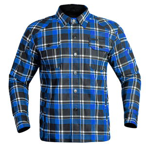 Veste de moto blindée 100% coton pour hommes chemise en flanelle respirante rembourrage de protection fermeture éclair boutons pression doublure complète OEM - Product Image 1