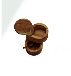 Caja de Especias de Madera de Acacia con Cuchara de Madera (Caja de Especias de Madera de Acacia de 2 Niveles con Cuchara de Madera 4.5x3.7x4.5) - Product Image 1