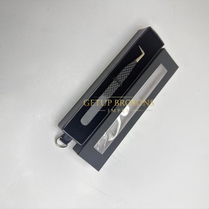 Pince à épiler GETUP BROSONS IMPEX noire 90° en acier inoxydable à pointe argentée, acrylique, anti-magnétique, anti-statique, pour une préhension parfaite des cils - Product Image 3