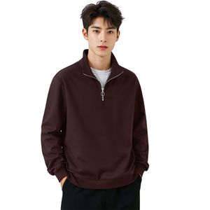 Sweat à capuche en polaire à col rabattu et fermeture éclair sur le côté pour homme - Streetwear, coupe ample, tissu polyester lavé, sweat-shirt d'hiver pour homme - Product Image 1