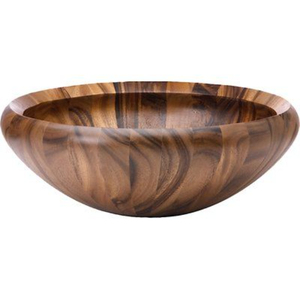 Bol de service en bois dur de qualité supérieure, bol à salade rond en bois écologique pour la maison, vaisselle de cuisine, design classique, bol à fruits et à en-cas - Product Image 5