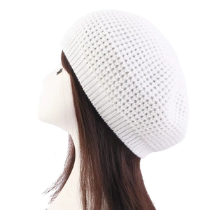 Jacquard nouveau hiver femmes tricot béret casquette Vintage femme automne chapeaux décontracté élastique couleur unie dames Beanie béret chapeaux - Product Image 2