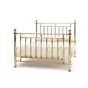 Antique Inspired Brass <b>Bed</b> Frame With <b>Vintage</b> Texture Detailed Craftsmanship For Traditional Palace Style Bedroom - Product Image 1