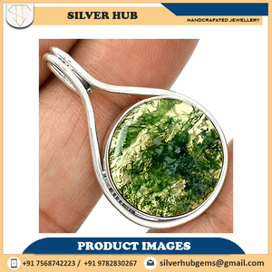 Colgante de ágata musgo hecho a mano, Plata de Ley 925, único, al mejor precio - Product Image 6