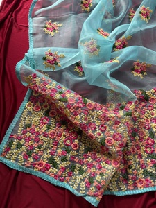 Organza de fiesta con Bordado de hilo Sari Fabricante y proveedor de Surat a tarifa completa de Surat - Product Image 6