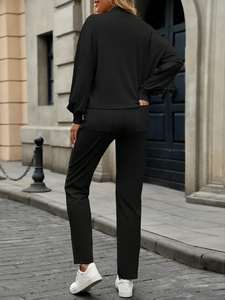 Ensemble de survêtement deux pièces pour femmes, taille plus, personnalisable, uni, imprimé, respirant, léger, extensible dans les quatre sens, sweat-shirt et pantalon - Product Image 3