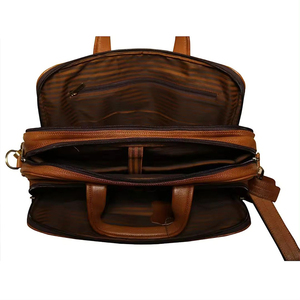 Sophistiqué, élégant, design de qualité supérieure, durable et léger, sac de voyage pour ordinateur portable en cuir véritable - Product Image 5