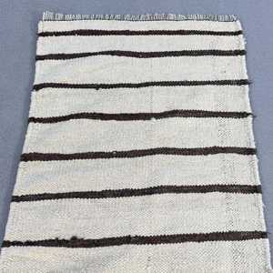 Vintage Turkish <b>Rug</b>, 2.6x9.2 ft <b>Runner</b> <b>Rug</b>, White Brown Camouflage <b>Rug</b> - Product Image 5