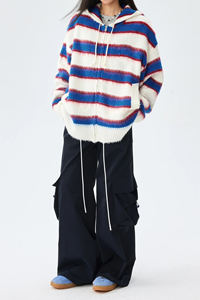 Sudadera con Capucha de Mohair, Diseño Personalizado, Sudadera con Cremallera de Mohair, Cárdigan de Punto Afelpado para Invierno, Suéter de Punto Holgado, Sudadera con Capucha de Mohair Jacquard - Product Image 3